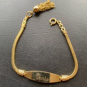 12K G.F. Engraved Chris Bracelet with tassel